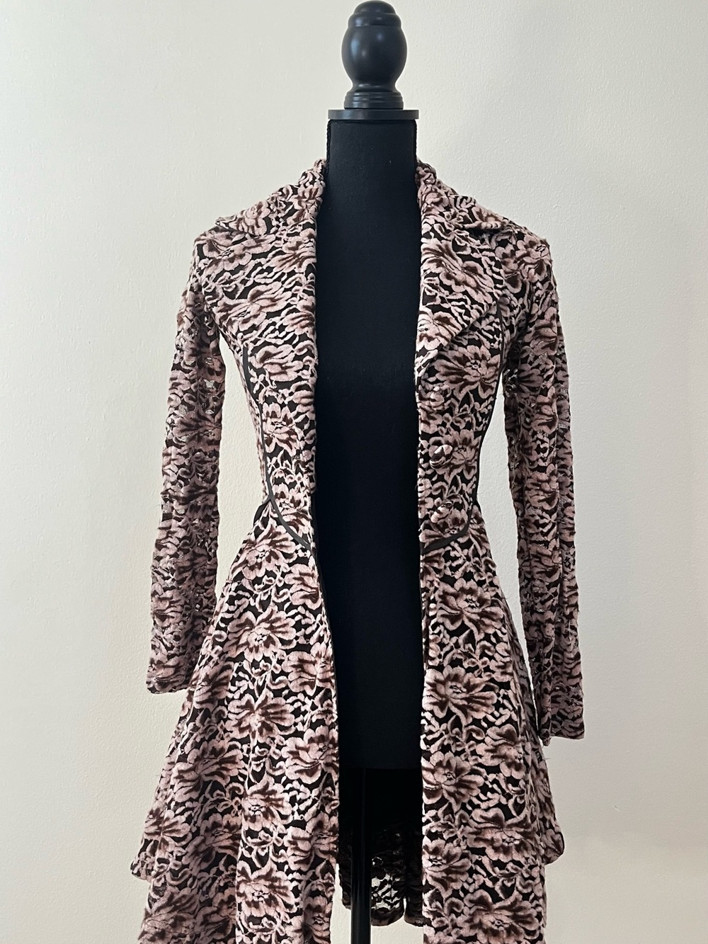 Altar'd State Pink and Brown Floral Burnout Duster